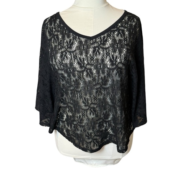 Torrid Y2K Black Lace Sheer Floral Hi-Low Top 3X Whimsigoth Fairy Grunge Edgy - Picture 1 of 8